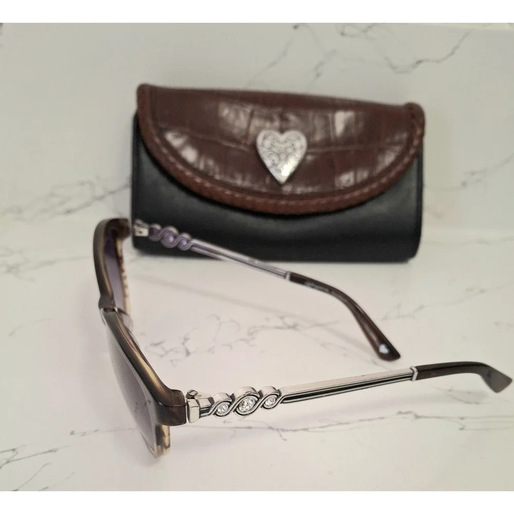 Vintage Brighton Women's Sunglasses Tortoise Shell With Rhinestones & Case
